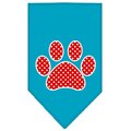 Unconditional Love Red Swiss Dot Paw Screen Print Bandana Turquoise Large UN851587